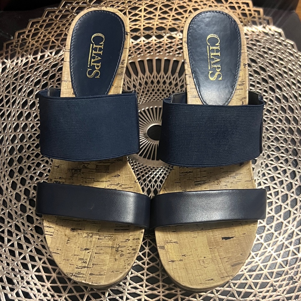 Chaps Rhoda Wedge Women's Dark Blue Slide Sandals